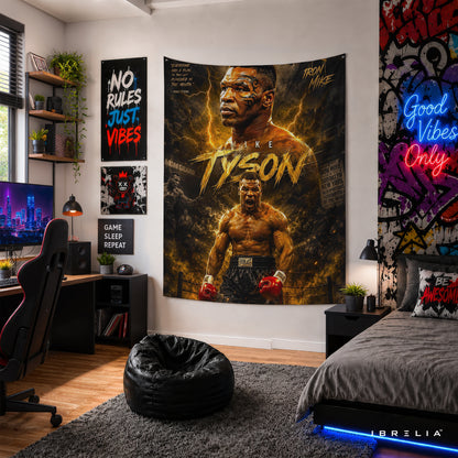 Mike Tyson Iron Mike Wall Tapestry | Premium Heavyweight Jute Fabric Wall Hanging