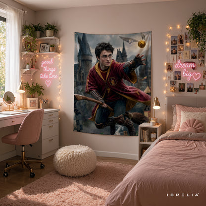 Harry Potter Golden Snitch Quidditch Wall Tapestry – Premium Fantasy Wall Hanging & Home Decor in Pakistan