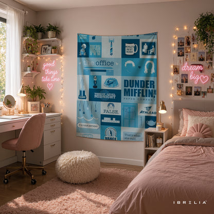 The Office Icons Collage Wall Tapestry | Premium Heavyweight Jute Fabric Wall Hanging
