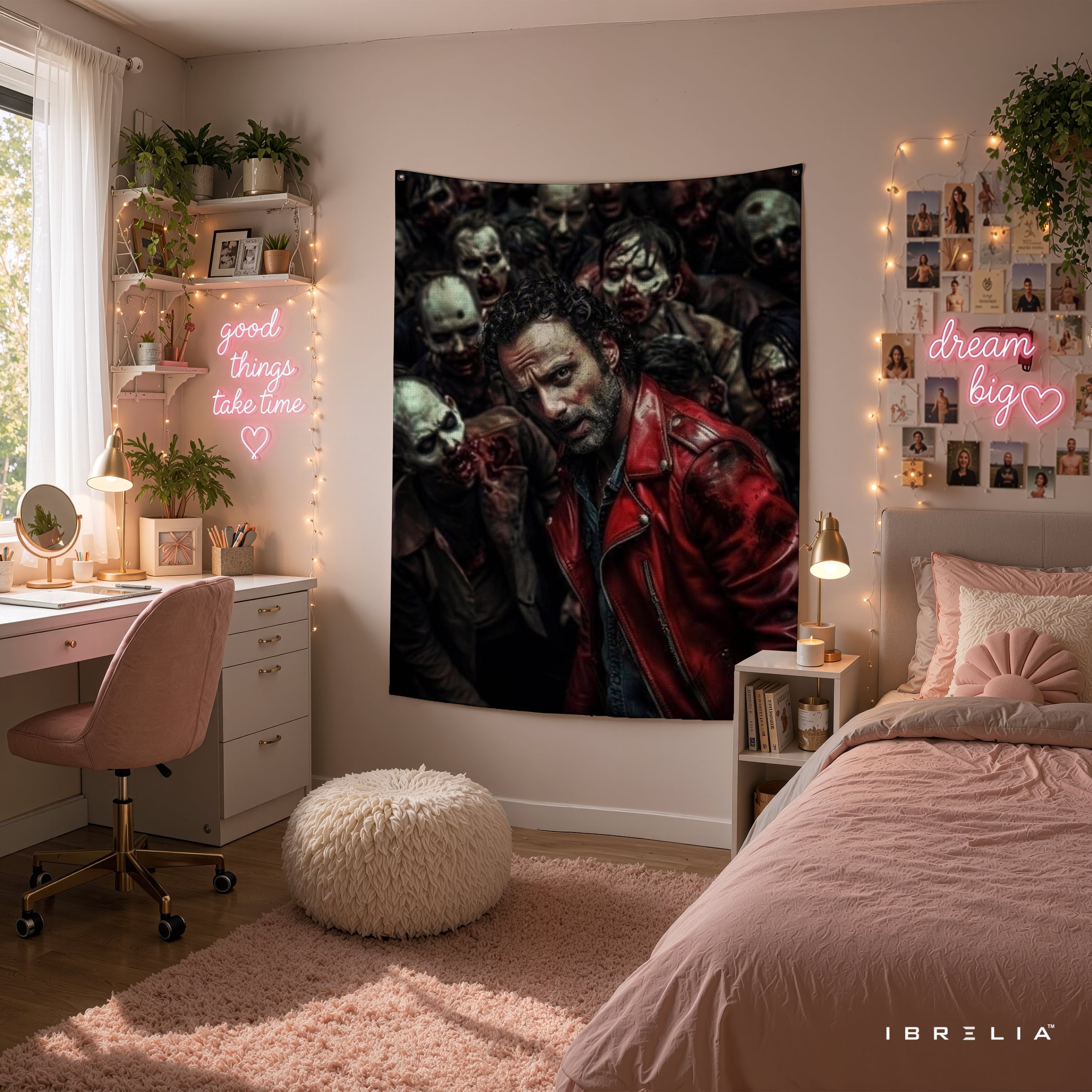 Rick Grimes Walker Horde The Walking Dead Wall Tapestry | Premium Heavyweight Jute Fabric Wall Hanging