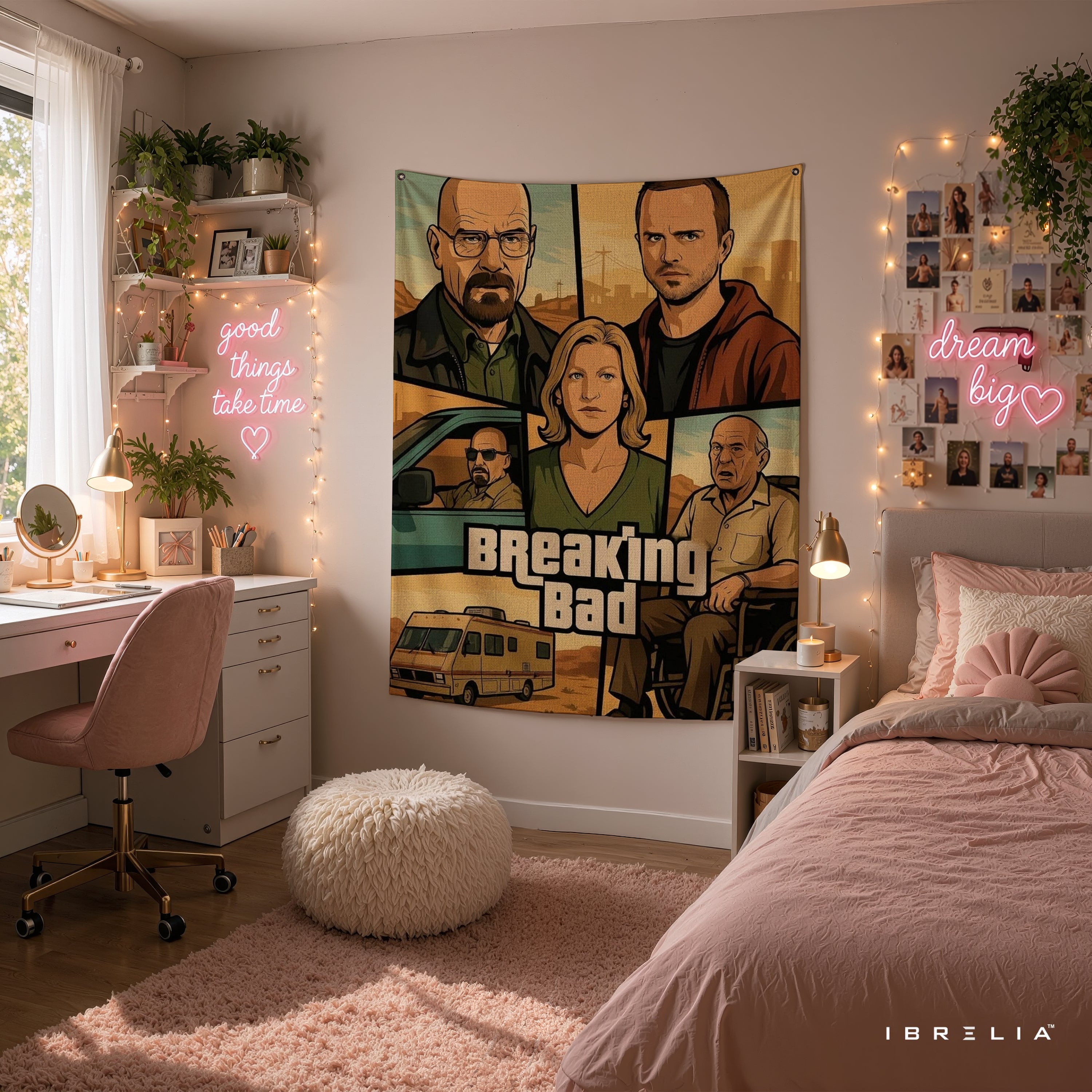 Breaking Bad Vintage Character Collage Wall Tapestry – Walter White & Jesse Pinkman Artwork