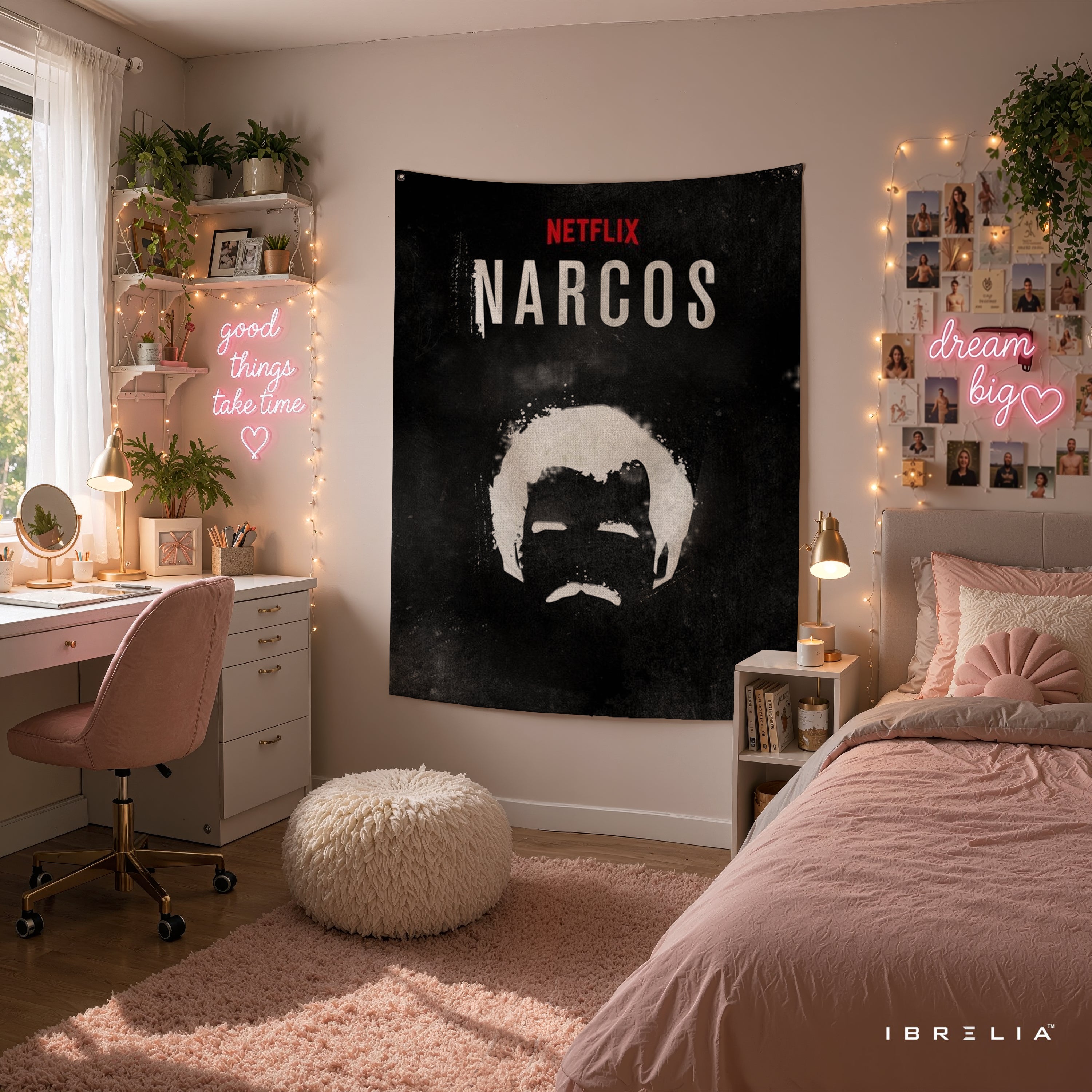 Narcos Minimalist Wall Tapestry | Premium Heavyweight Jute Fabric Wall Hanging