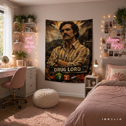 Pablo Escobar Drug Lord Wall Tapestry | Premium Heavyweight Jute Fabric Wall Hanging