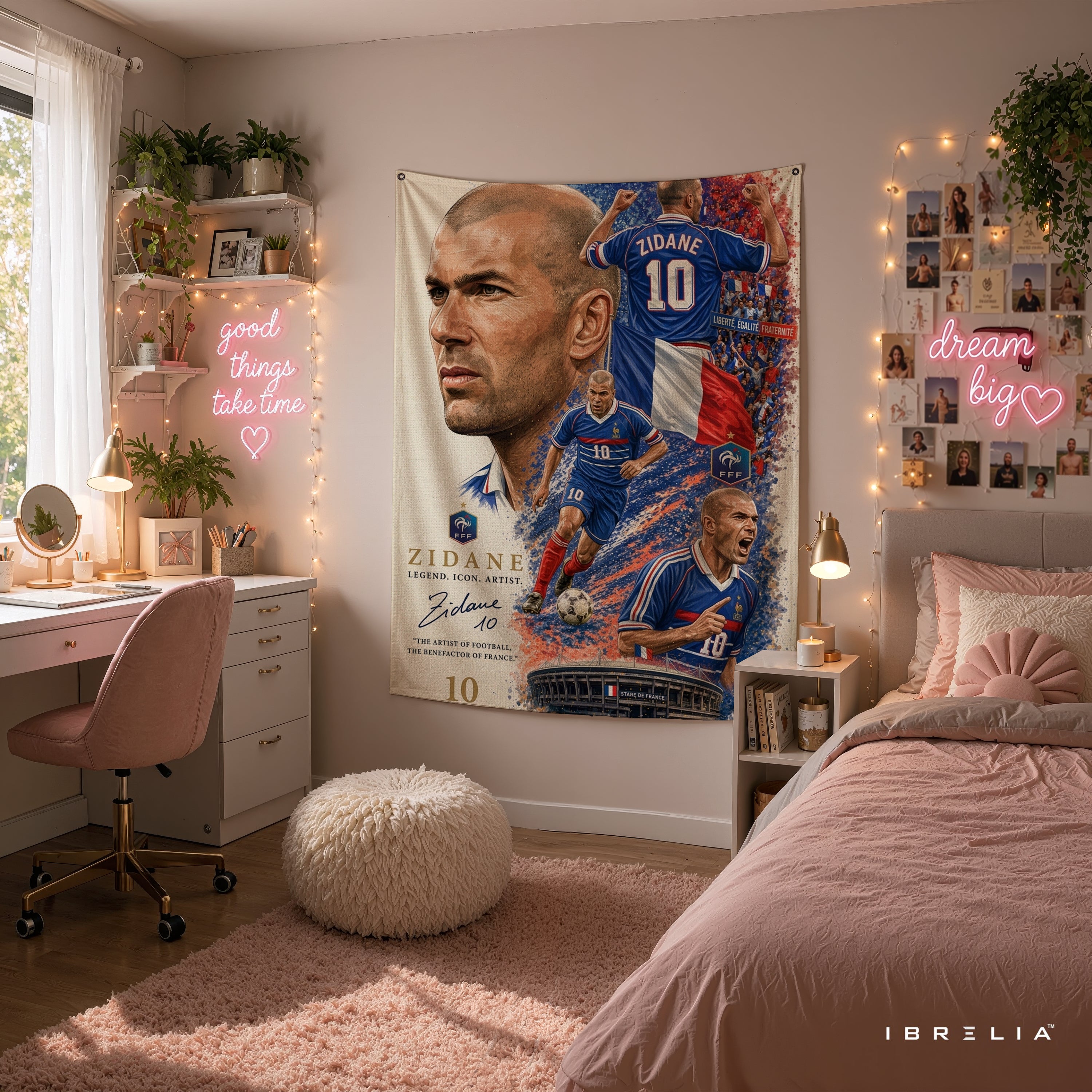 Zinedine Zidane France Legend Wall Tapestry | Premium Heavyweight Jute Fabric Wall Hanging