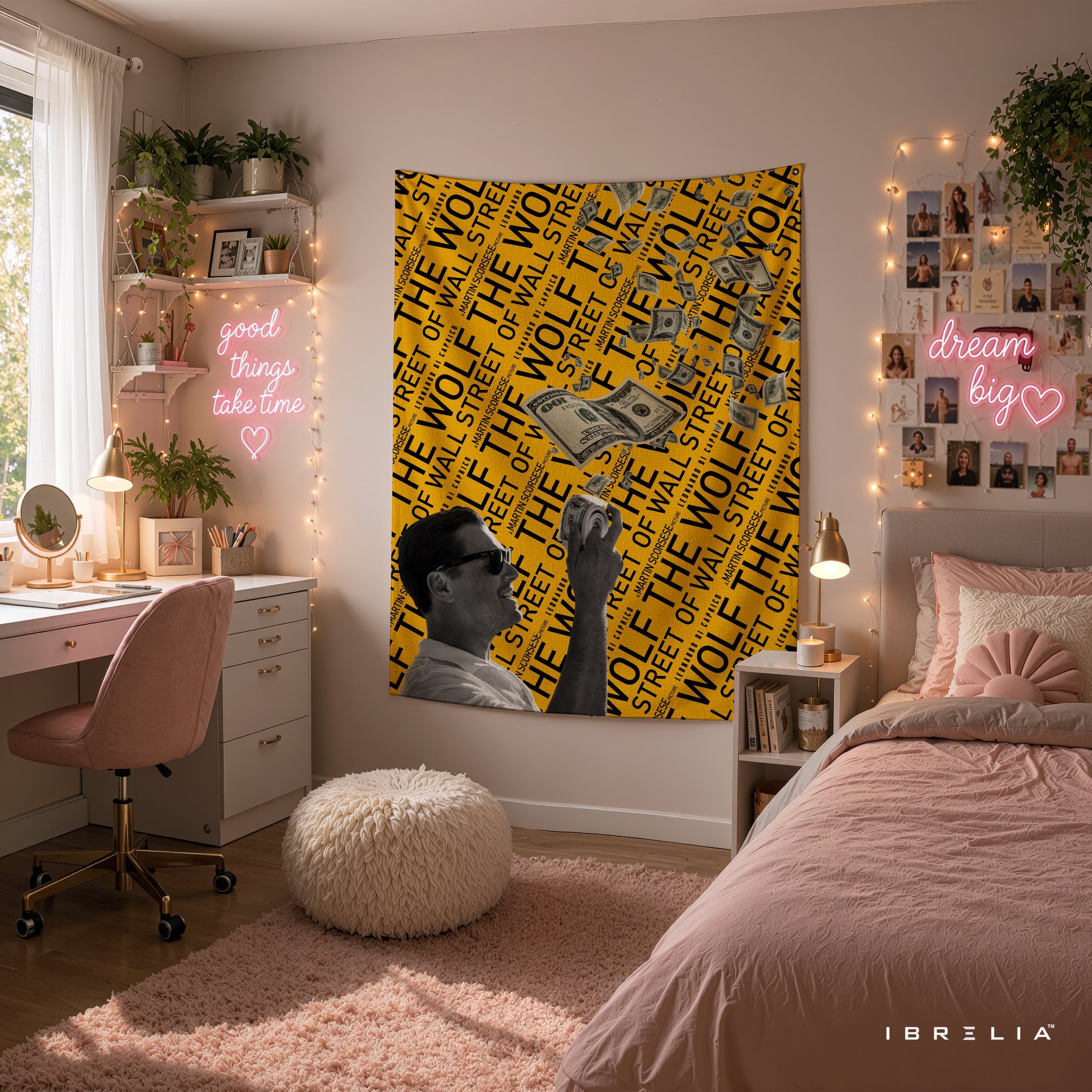 The Wolf of Wall Street Money Rain Wall Tapestry – Premium Motivational Wall Hanging for Home, Office & Gaming Room