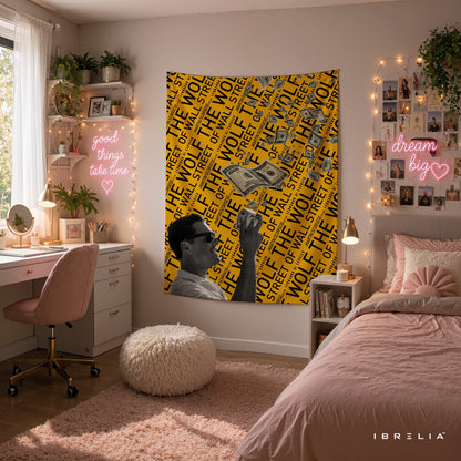 The Wolf of Wall Street Money Rain Wall Tapestry – Premium Motivational Wall Hanging for Home, Office & Gaming Room