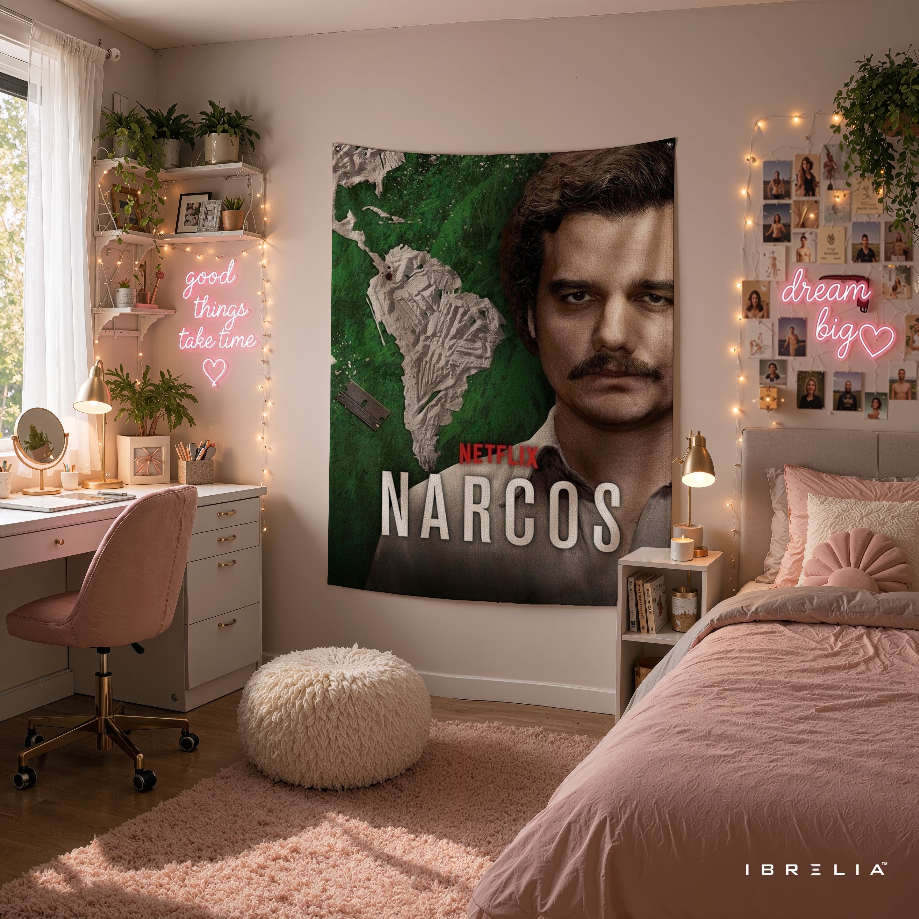 Narcos Pablo Escobar Portrait Wall Tapestry | Premium Heavyweight Jute Fabric Wall Hanging