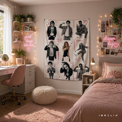 Stranger Things Character Sketch Wall Tapestry – Retro Hawkins Collage Wall Hanging