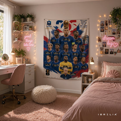 France National Football Team Champions Wall Tapestry | Premium Heavyweight Jute Fabric Wall Hanging