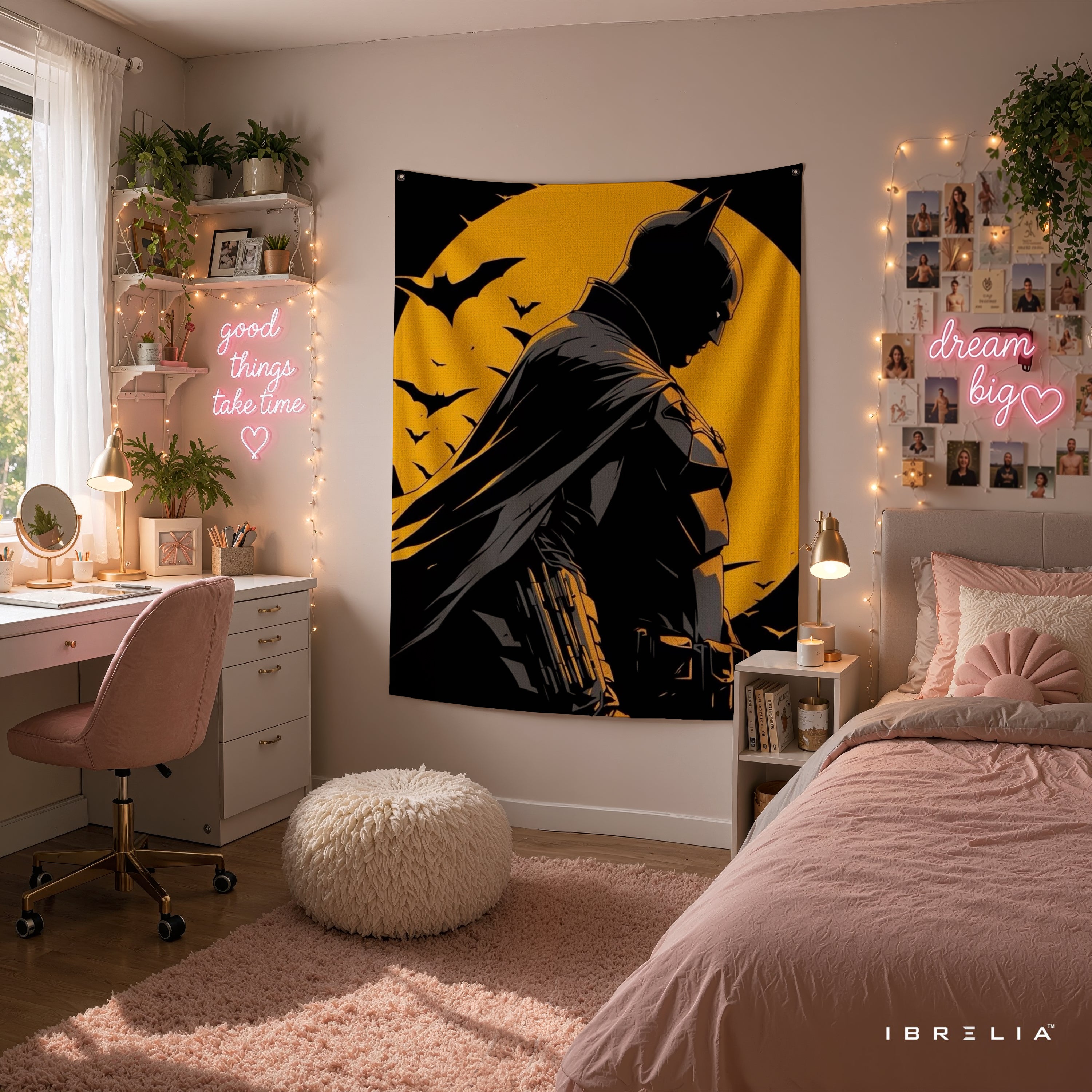 Batman Dark Moon Silhouette Wall Tapestry – Premium Superhero Wall Hanging & Home Decor in Pakistan