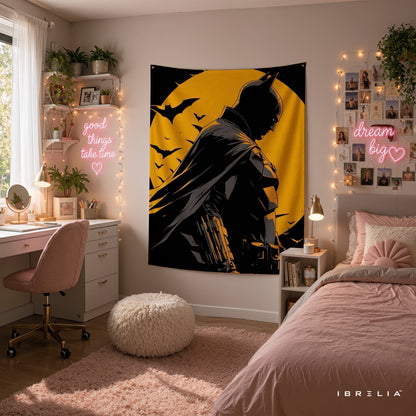 Batman Dark Moon Silhouette Wall Tapestry – Premium Superhero Wall Hanging & Home Decor in Pakistan