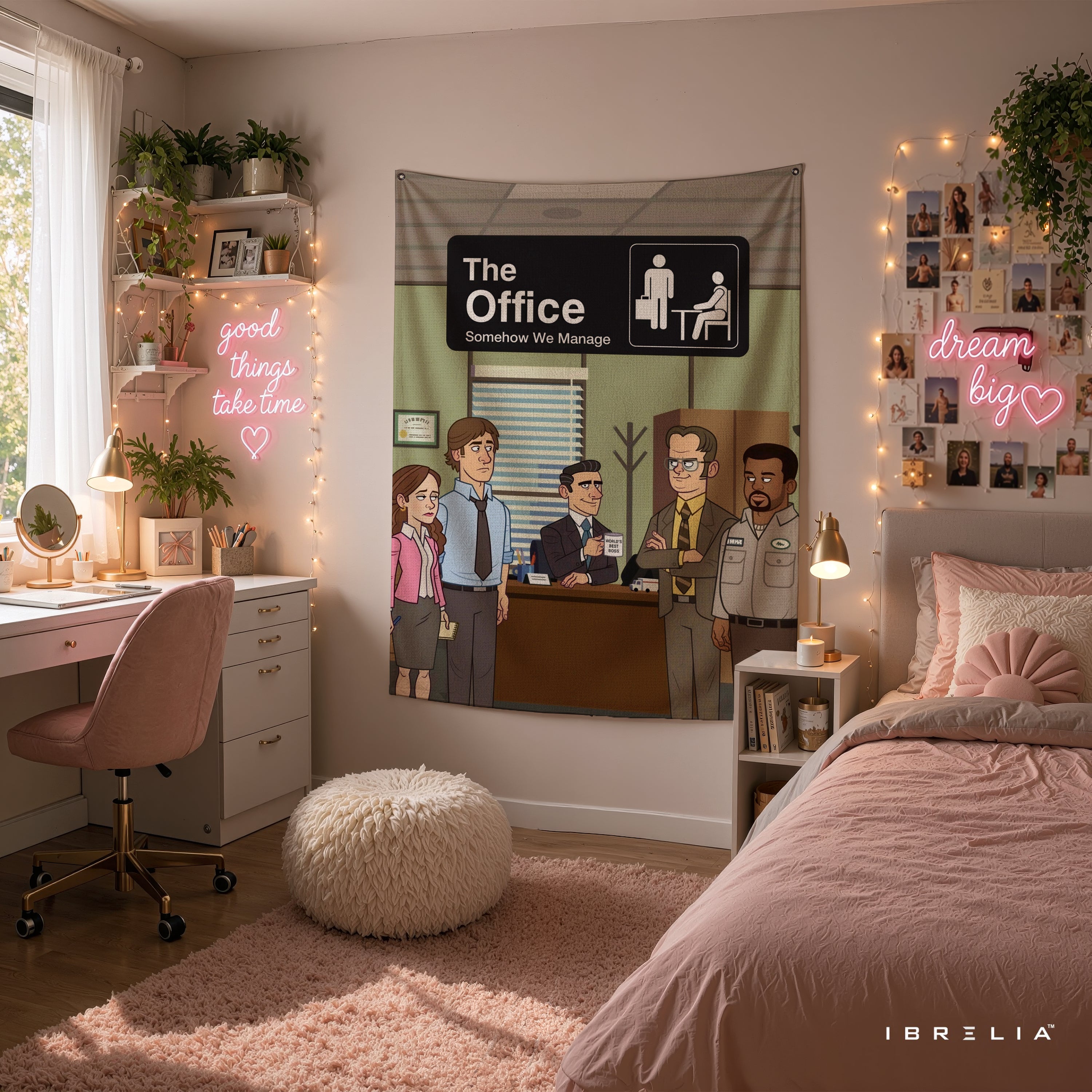 The Office Somehow We Manage Wall Tapestry | Premium Heavyweight Jute Fabric Wall Hanging