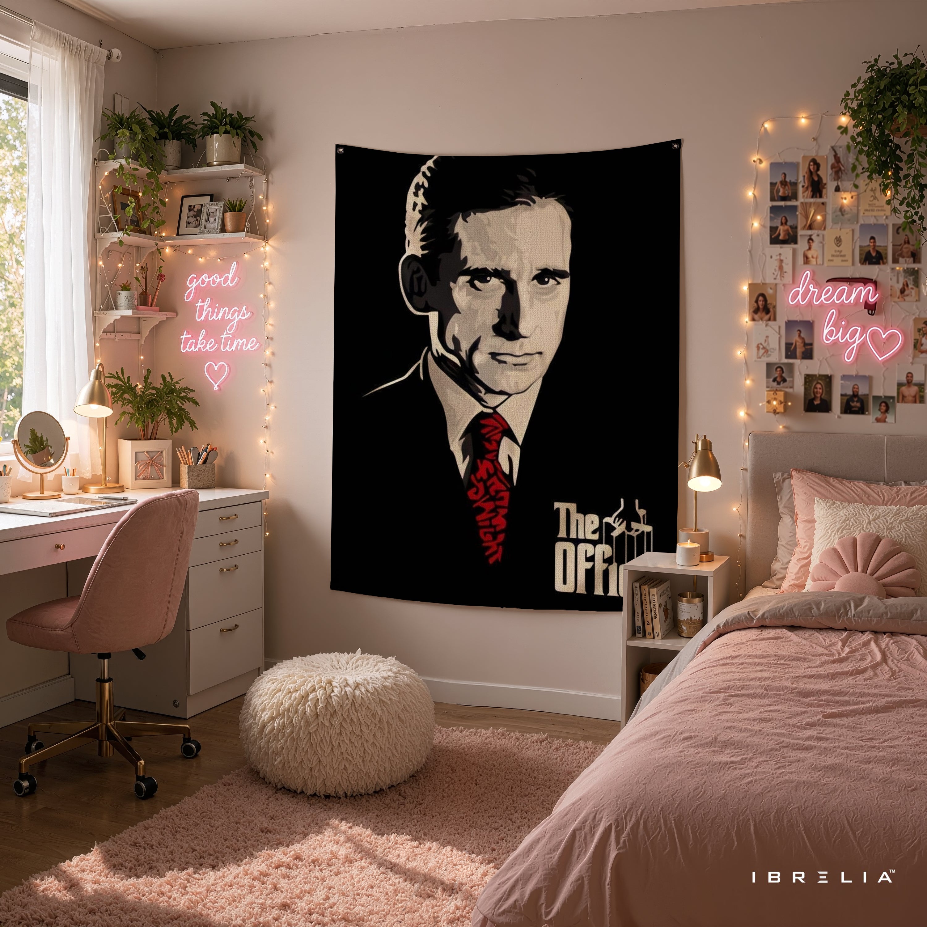 Michael Scott Portrait Wall Tapestry | Premium Heavyweight Jute Fabric Wall Hanging