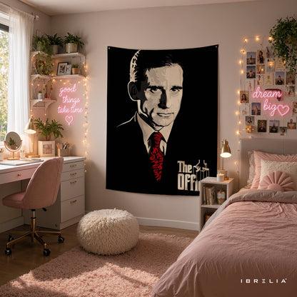 Michael Scott Portrait Wall Tapestry | Premium Heavyweight Jute Fabric Wall Hanging