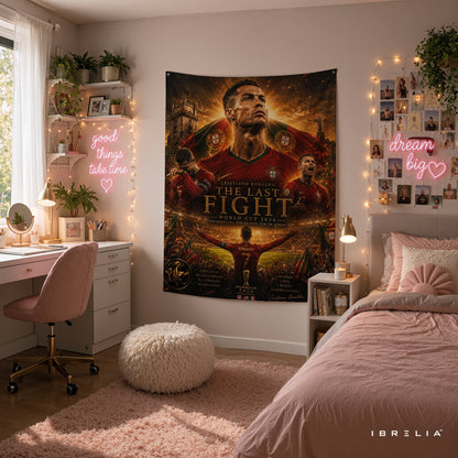 Cristiano Ronaldo The Last Fight Wall Tapestry | Premium Heavyweight Jute Fabric Wall Hanging