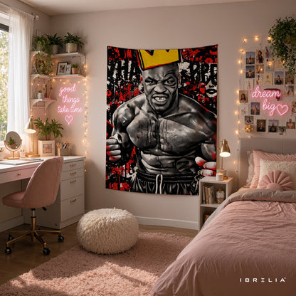 Mike Tyson Urban Graffiti Wall Tapestry | Premium Heavyweight Jute Fabric Wall Hanging
