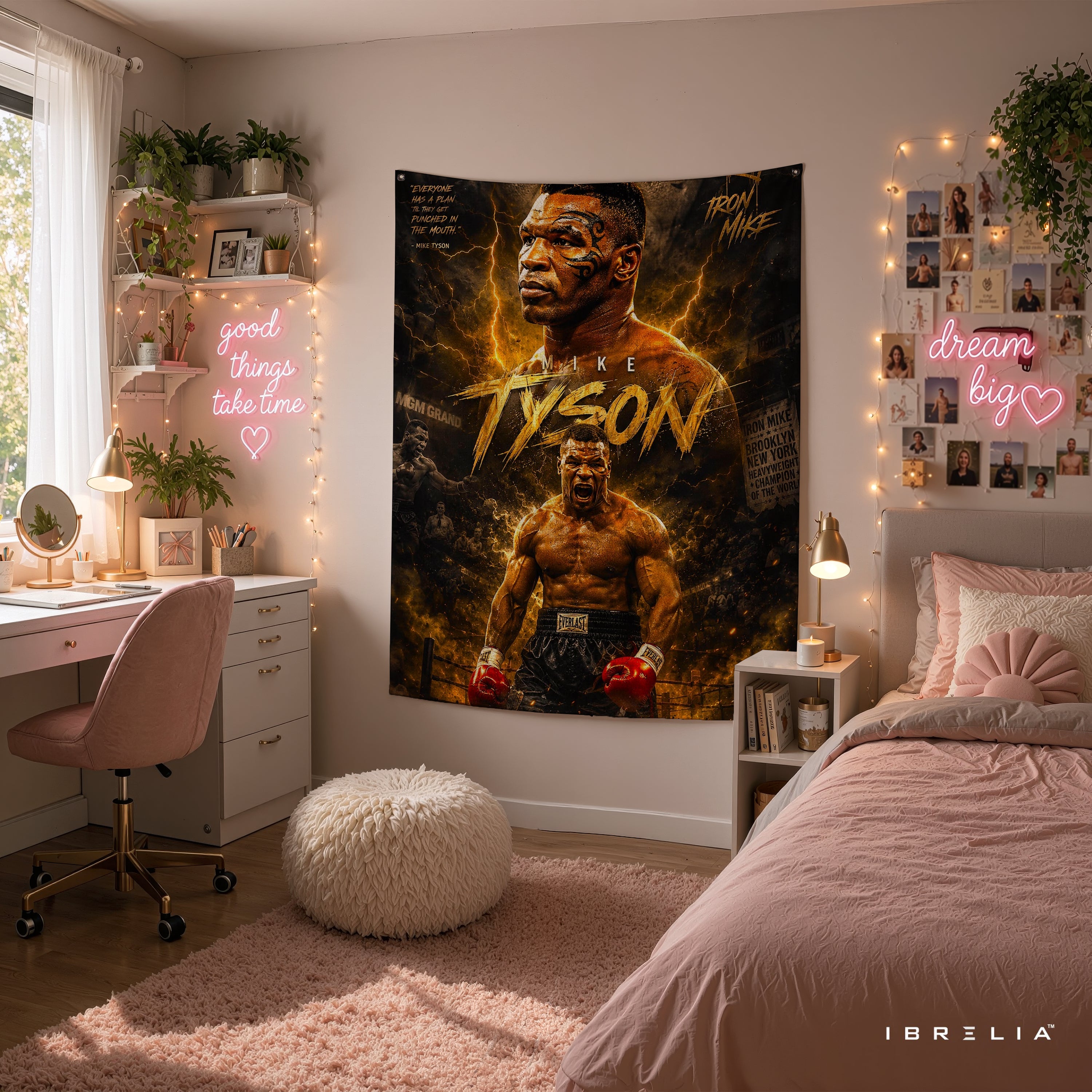 Mike Tyson Iron Mike Wall Tapestry | Premium Heavyweight Jute Fabric Wall Hanging