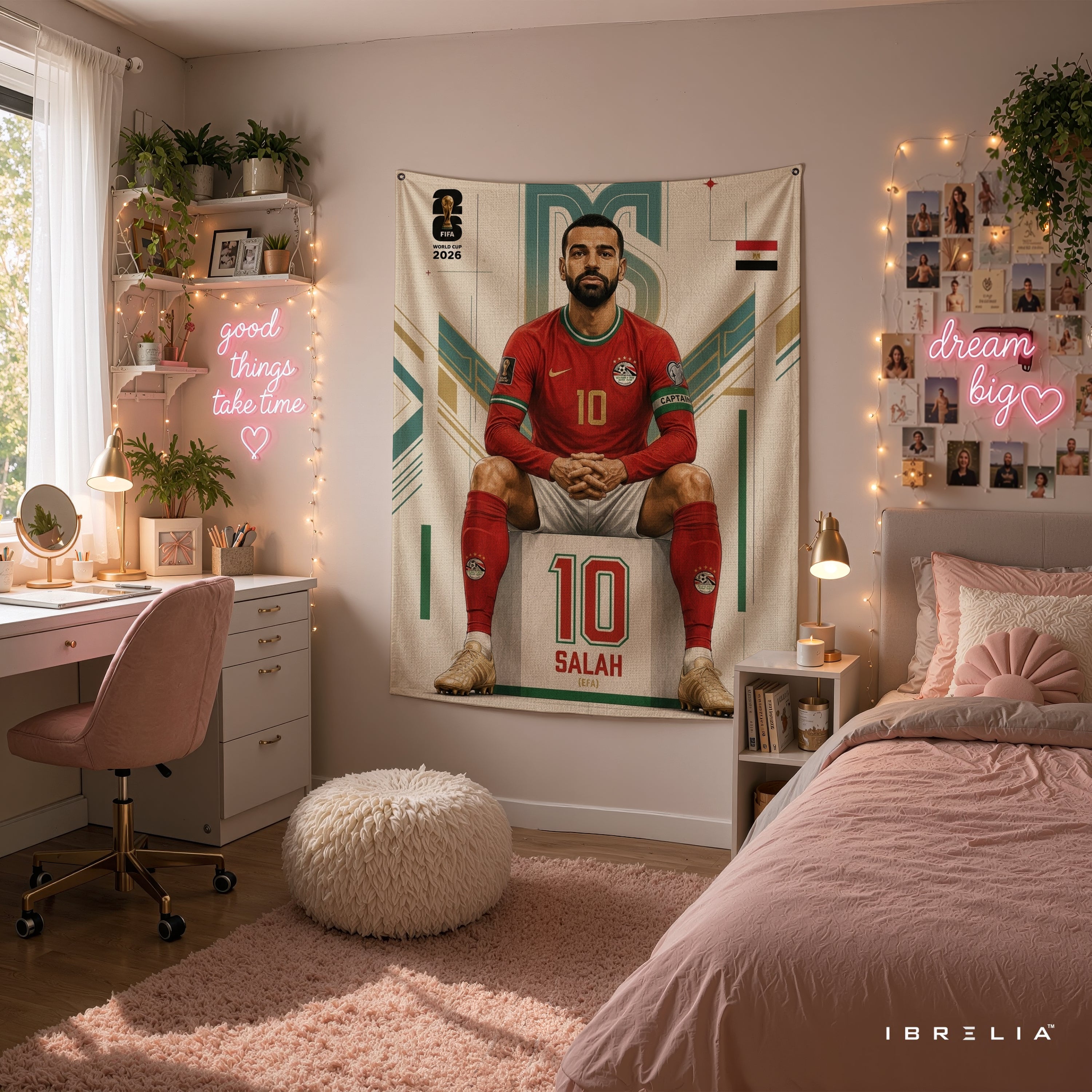 Mohamed Salah Egypt 2026 Wall Tapestry | Premium Heavyweight Jute Fabric Wall Hanging