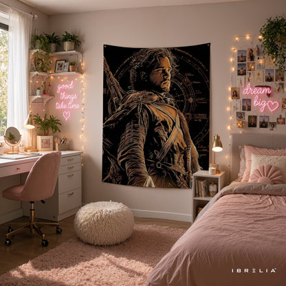 Jon Snow Warrior Game of Thrones Wall Tapestry | Premium Heavyweight Jute Fabric Wall Hanging