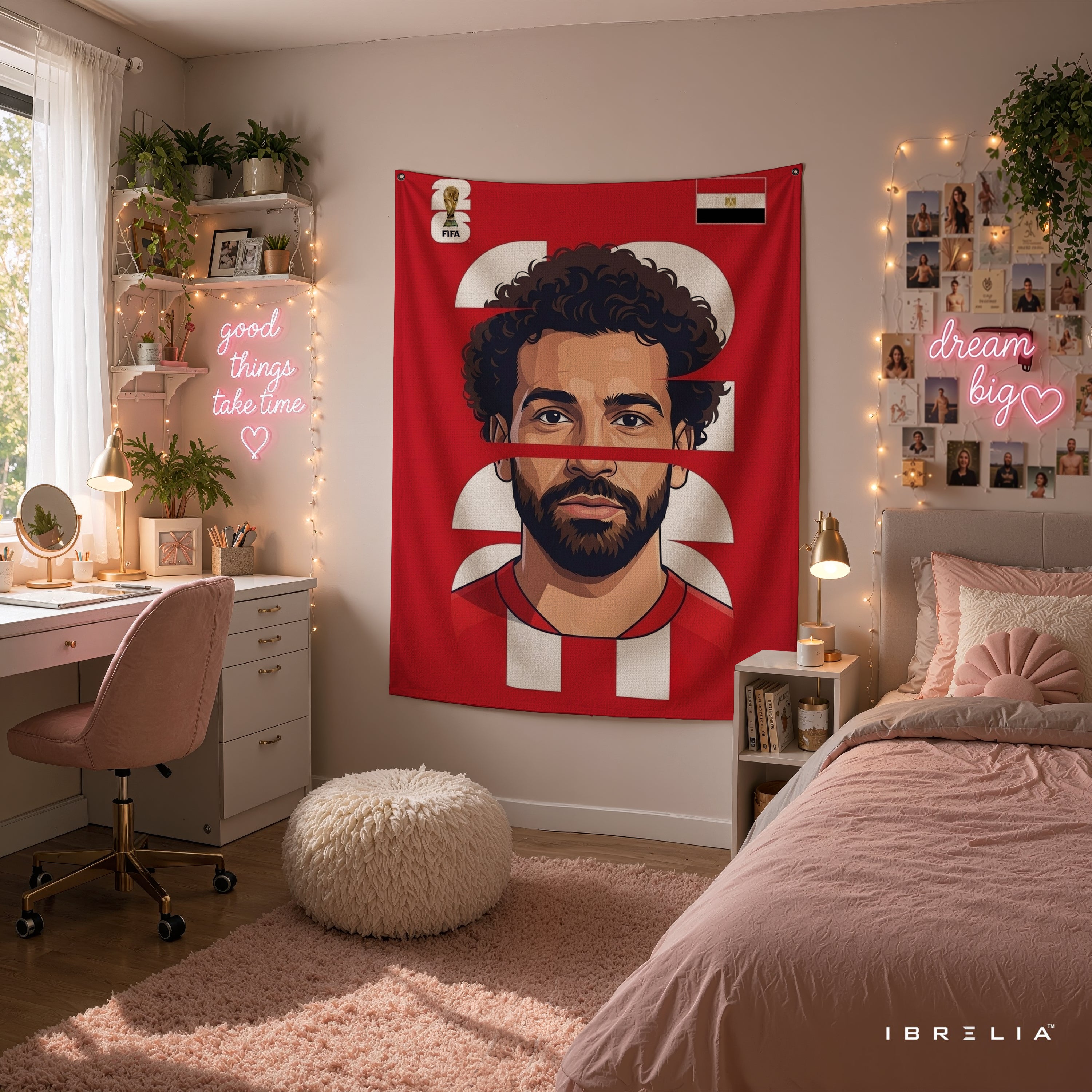 Mohamed Salah Egypt Minimal Portrait Wall Tapestry | Premium Heavyweight Jute Fabric Wall Hanging