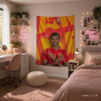 Lamine Yamal Spain National Team Wall Tapestry | Premium Heavyweight Jute Fabric Wall Hanging