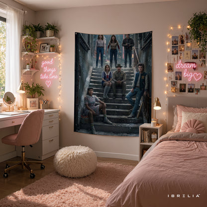 Stranger Things Ensemble Cast Wall Tapestry – Hawkins Adventure Wall Hanging