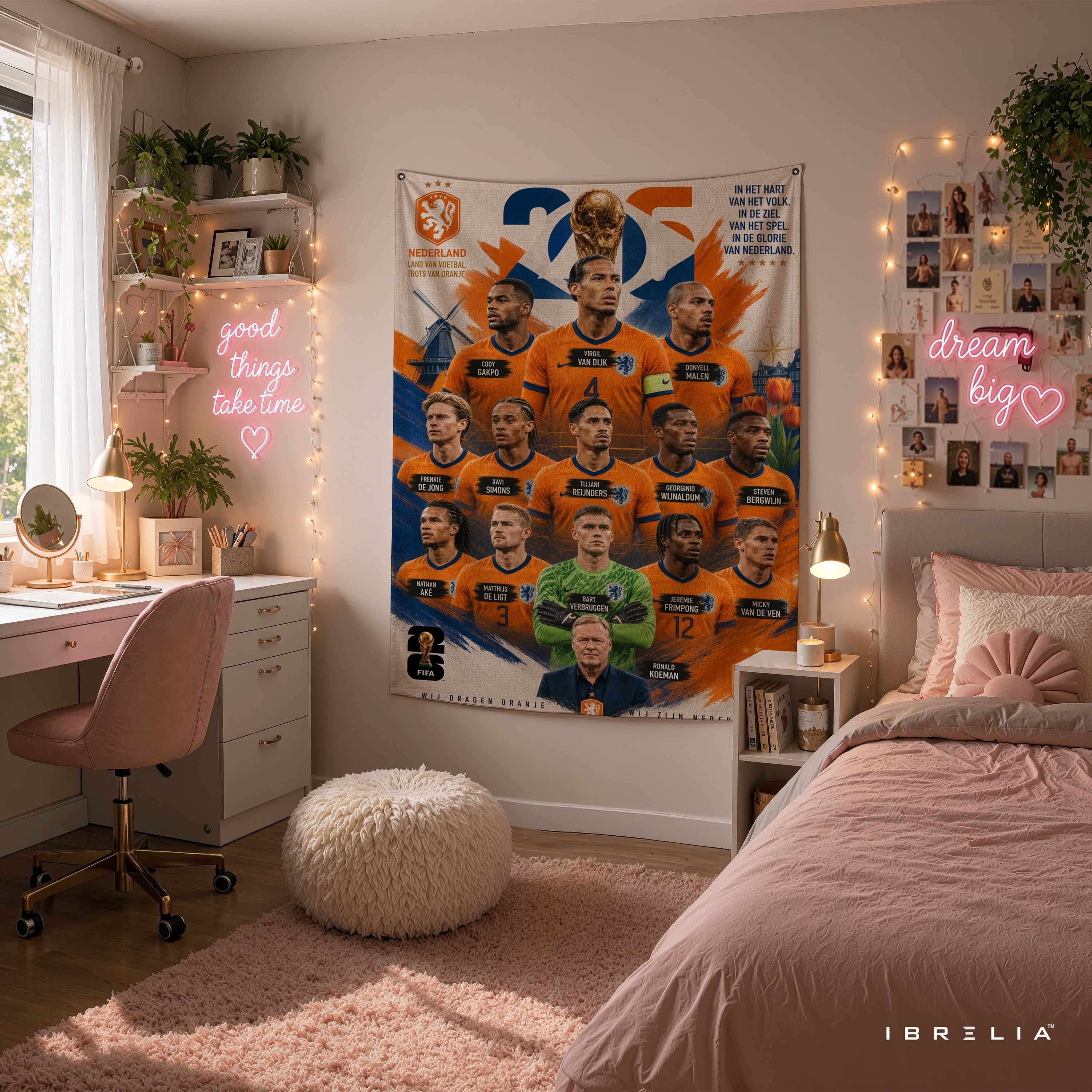 Netherlands National Football Team Legends Wall Tapestry | Premium Heavyweight Jute Fabric Wall Hanging