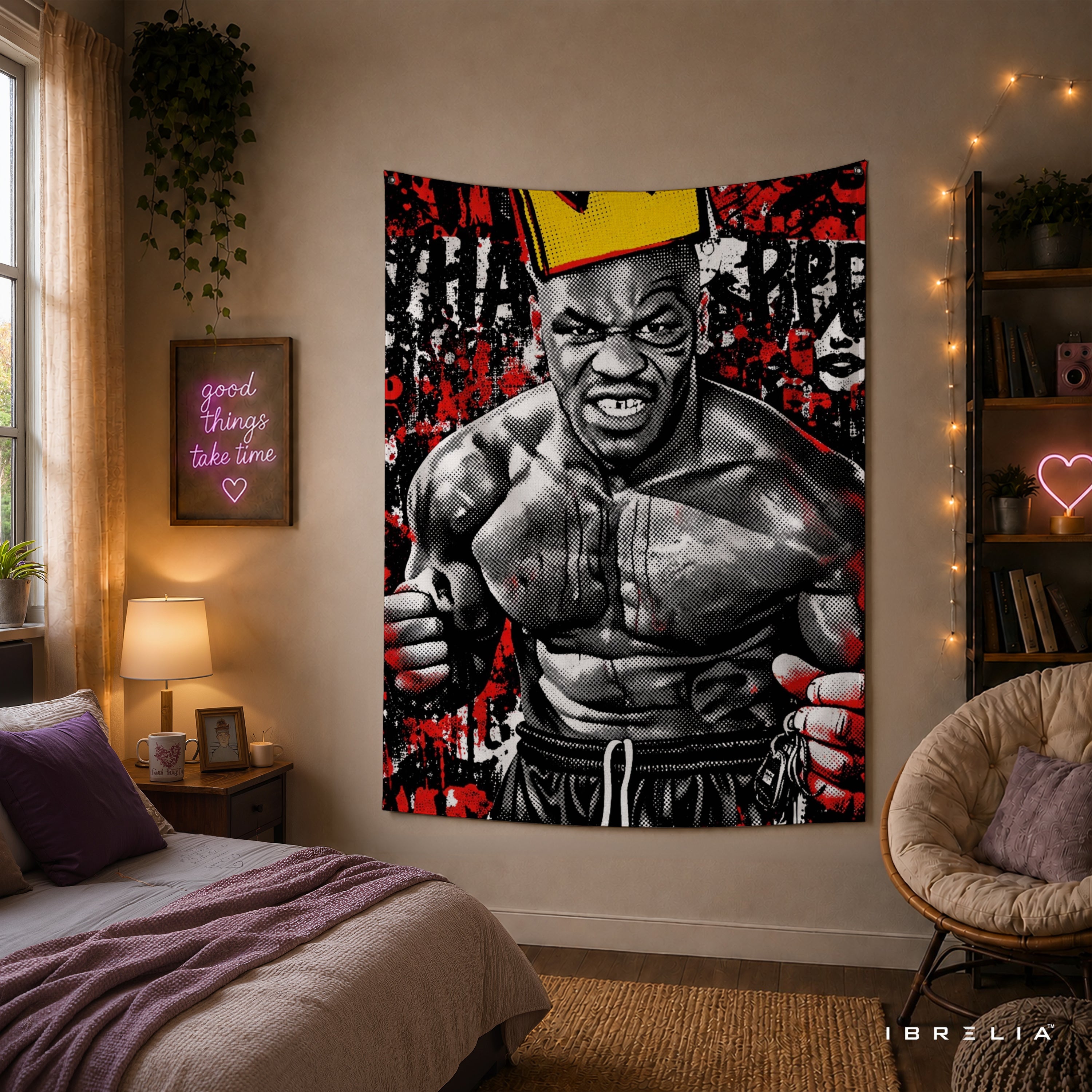 Mike Tyson Urban Graffiti Wall Tapestry | Premium Heavyweight Jute Fabric Wall Hanging