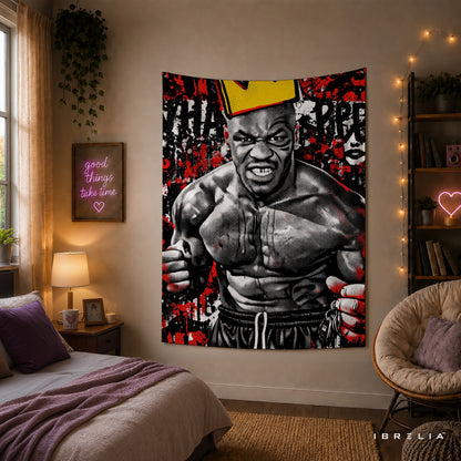 Mike Tyson Urban Graffiti Wall Tapestry | Premium Heavyweight Jute Fabric Wall Hanging