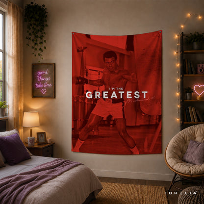 Muhammad Ali I'm The Greatest Wall Tapestry | Premium Heavyweight Jute Fabric Wall Hanging