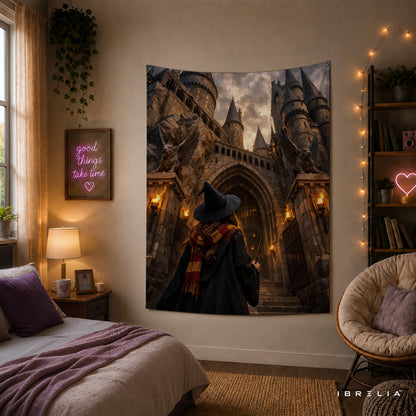 Harry Potter Hogwarts Castle Entrance Wall Tapestry – Premium Fantasy Wall Hanging & Home Decor in Pakistan