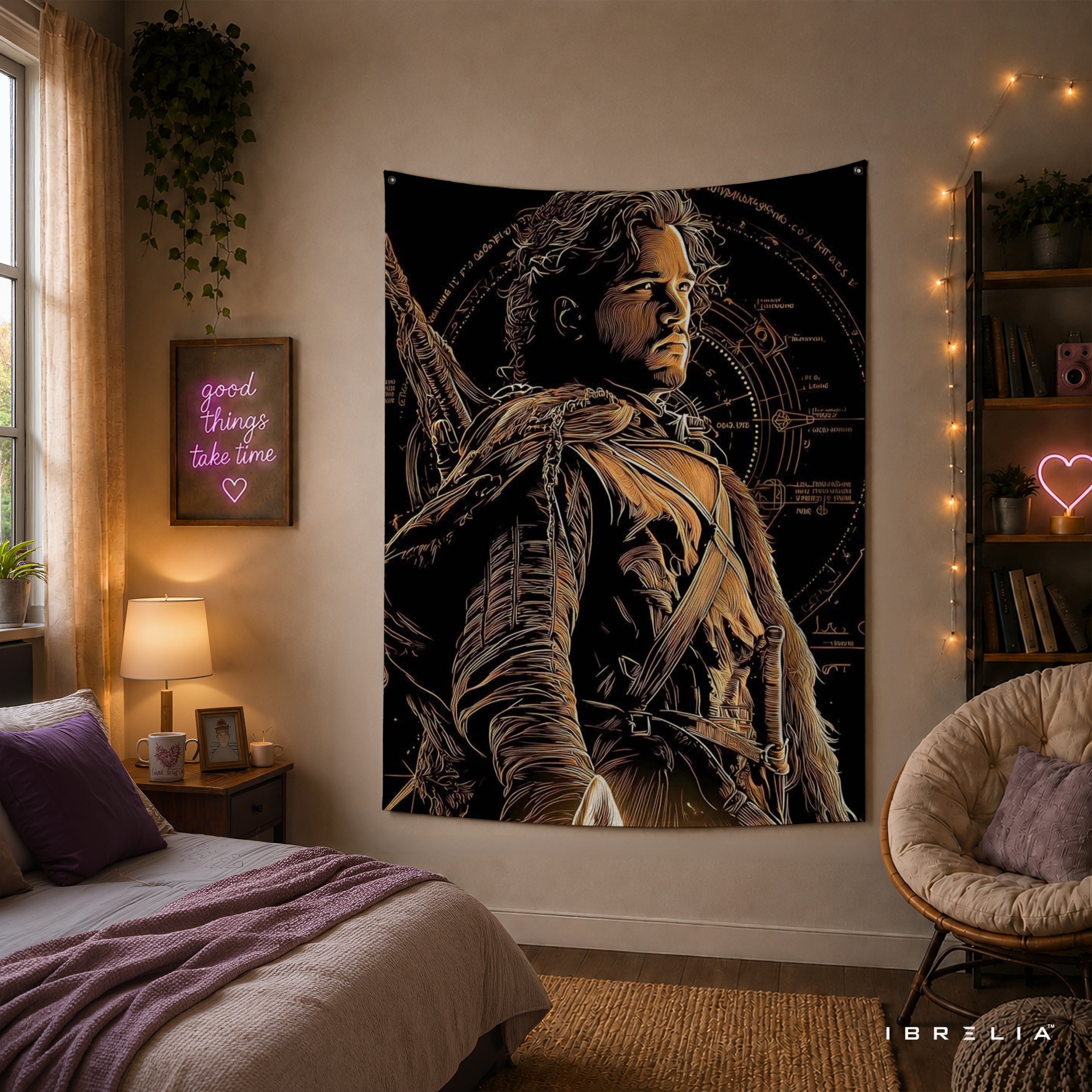 Jon Snow Warrior Game of Thrones Wall Tapestry | Premium Heavyweight Jute Fabric Wall Hanging