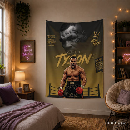 Mike Tyson Iron Mike Champion Wall Tapestry | Premium Heavyweight Jute Fabric Wall Hanging