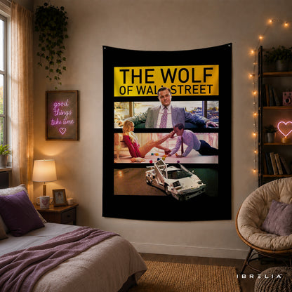 The Wolf of Wall Street Movie Scenes Wall Tapestry – Iconic Cinema Collage Wall Hanging