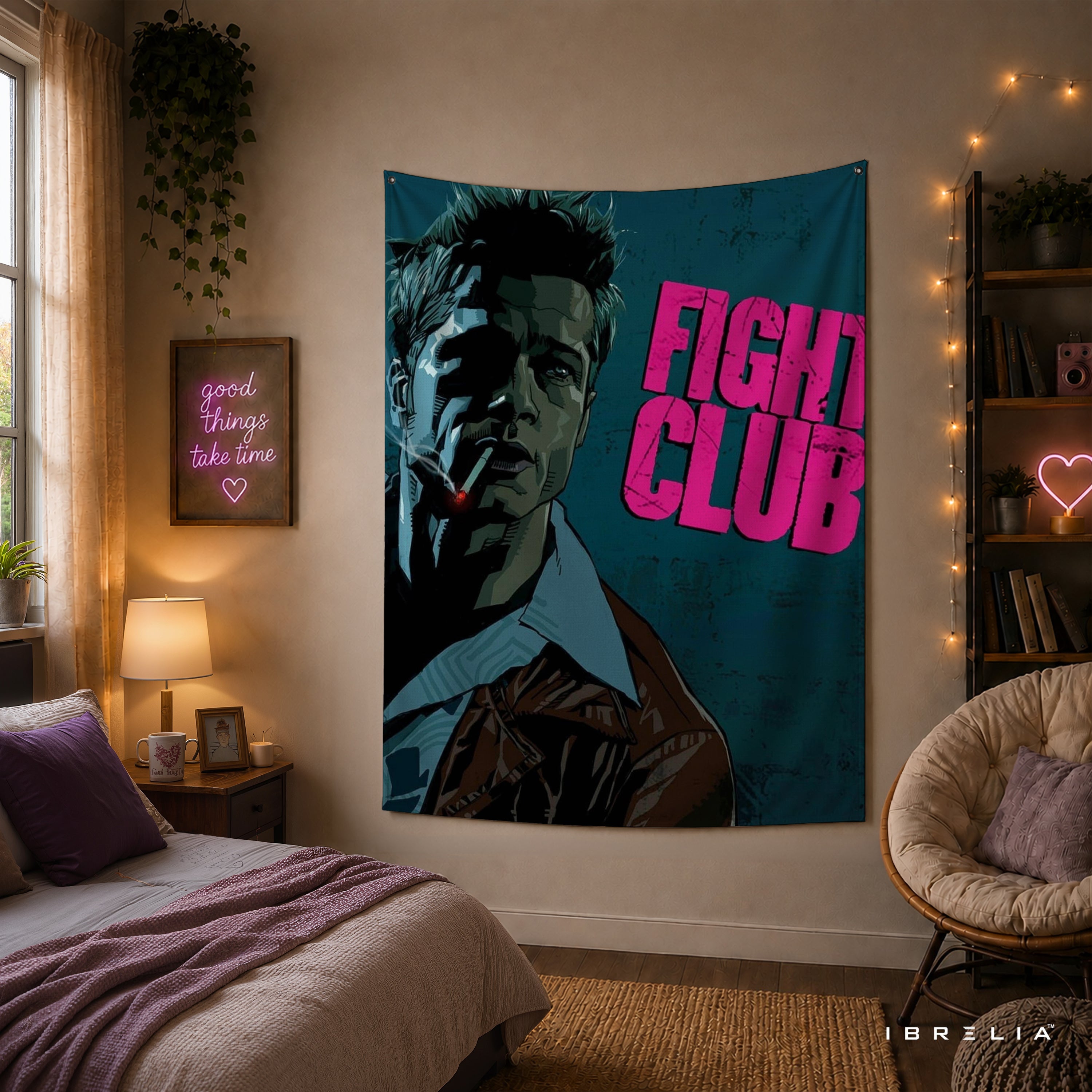 Fight Club Vintage Pop Art Wall Tapestry – Cult Classic Movie Inspired Wall Hanging