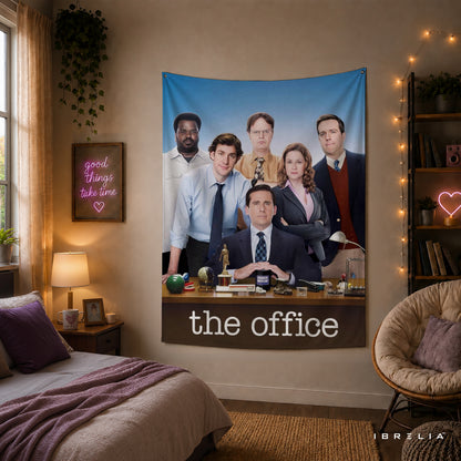 The Office Cast Group Poster Wall Tapestry | Premium Heavyweight Jute Fabric Wall Hanging