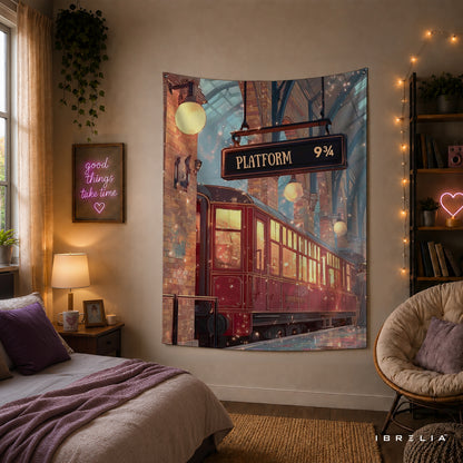 Harry Potter Platform 9¾ Express Wall Tapestry – Premium Fantasy Wall Hanging & Home Decor in Pakistan