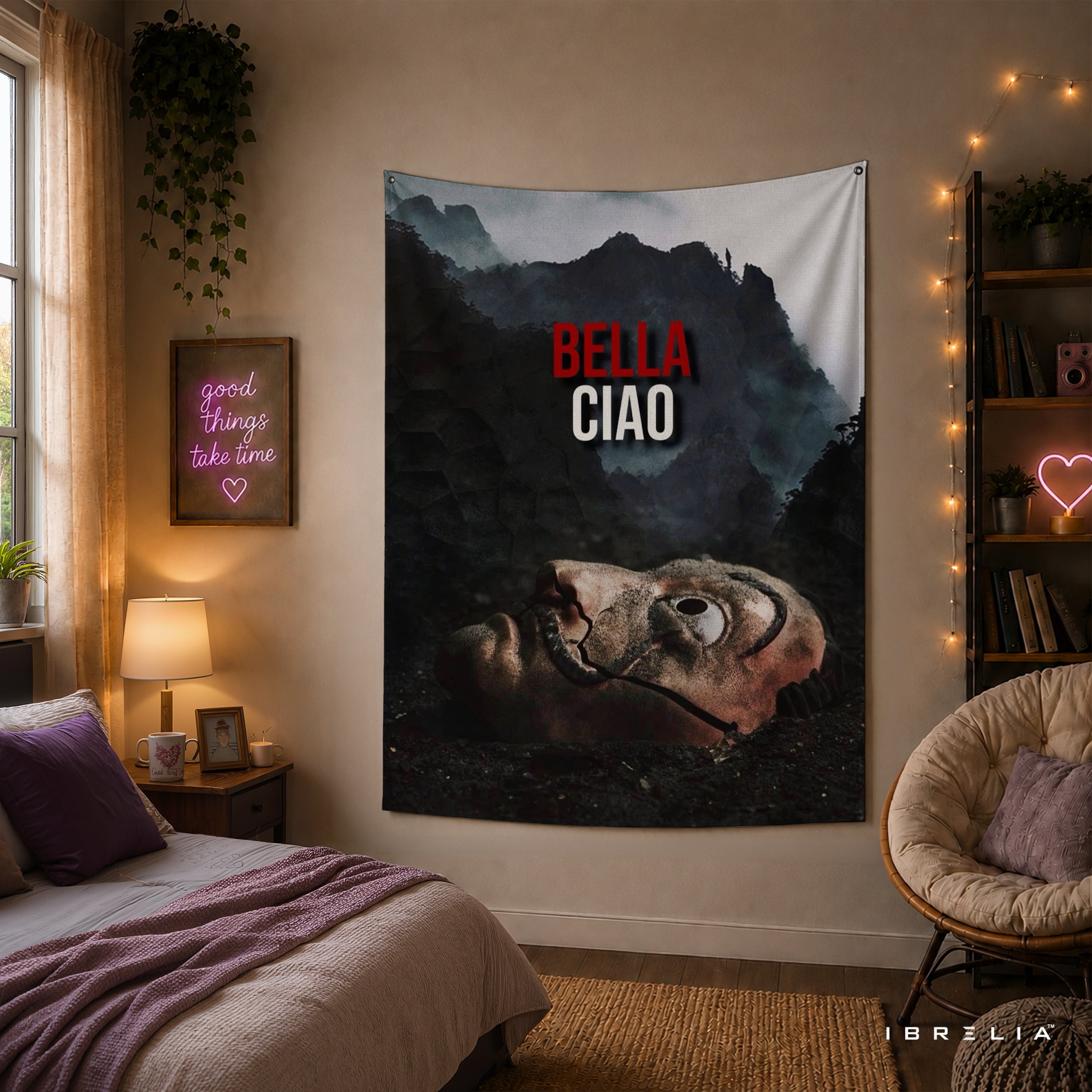 Bella Ciao Money Heist Wall Tapestry | Premium Heavyweight Jute Fabric Wall Hanging