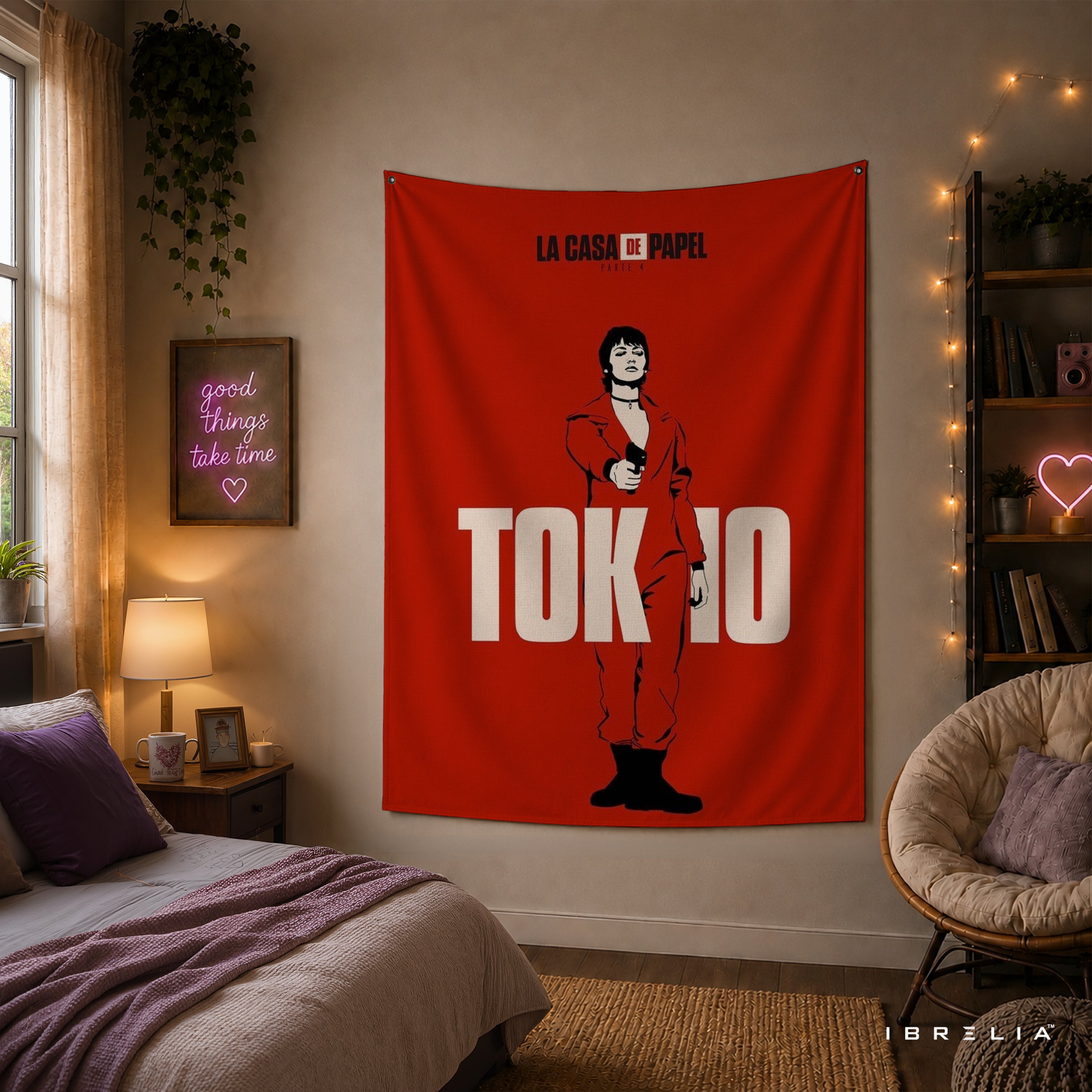 Tokyo Minimalist Wall Tapestry | Premium Heavyweight Jute Fabric Wall Hanging