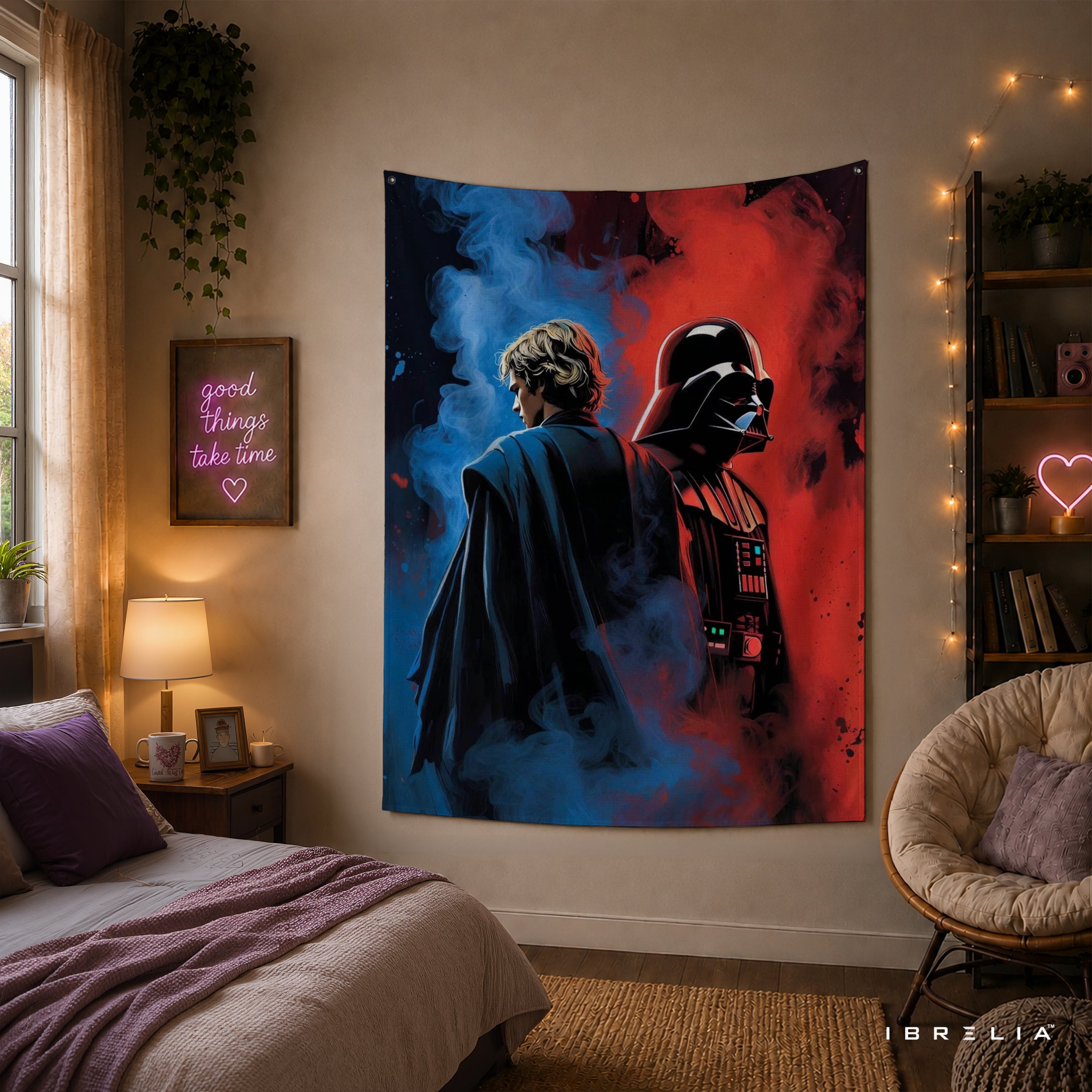 Luke Skywalker & Darth Vader Duality Wall Tapestry – Star Wars Epic Sci-Fi Wall Hanging