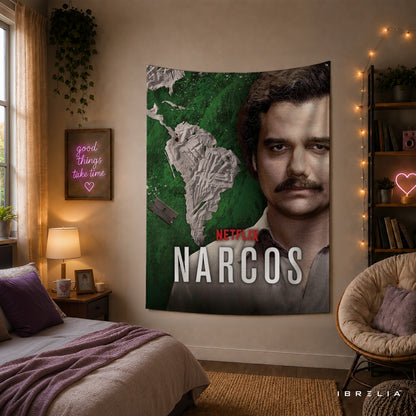 Narcos Pablo Escobar Portrait Wall Tapestry | Premium Heavyweight Jute Fabric Wall Hanging
