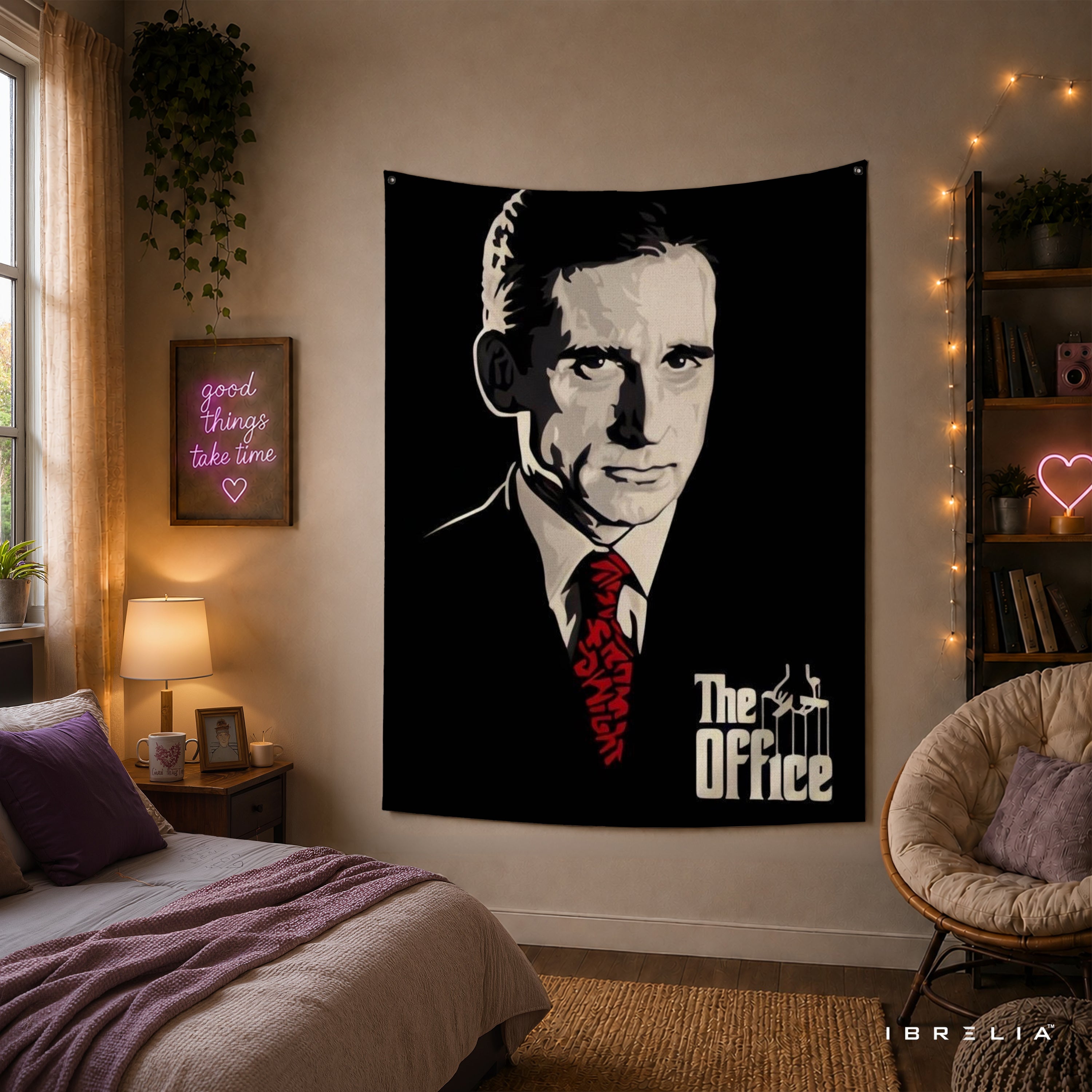 Michael Scott Portrait Wall Tapestry | Premium Heavyweight Jute Fabric Wall Hanging