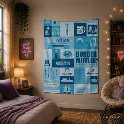 The Office Icons Collage Wall Tapestry | Premium Heavyweight Jute Fabric Wall Hanging