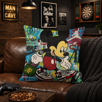 Mickey Mouse Luxury Sneaker Pop Art Cushion | Premium Velvet Suede | Double-Sided Print