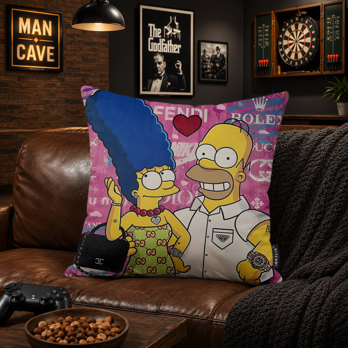 Homer & Marge Luxury Couple Pop Art Cushion | Premium Velvet Suede | Double-Sided Print