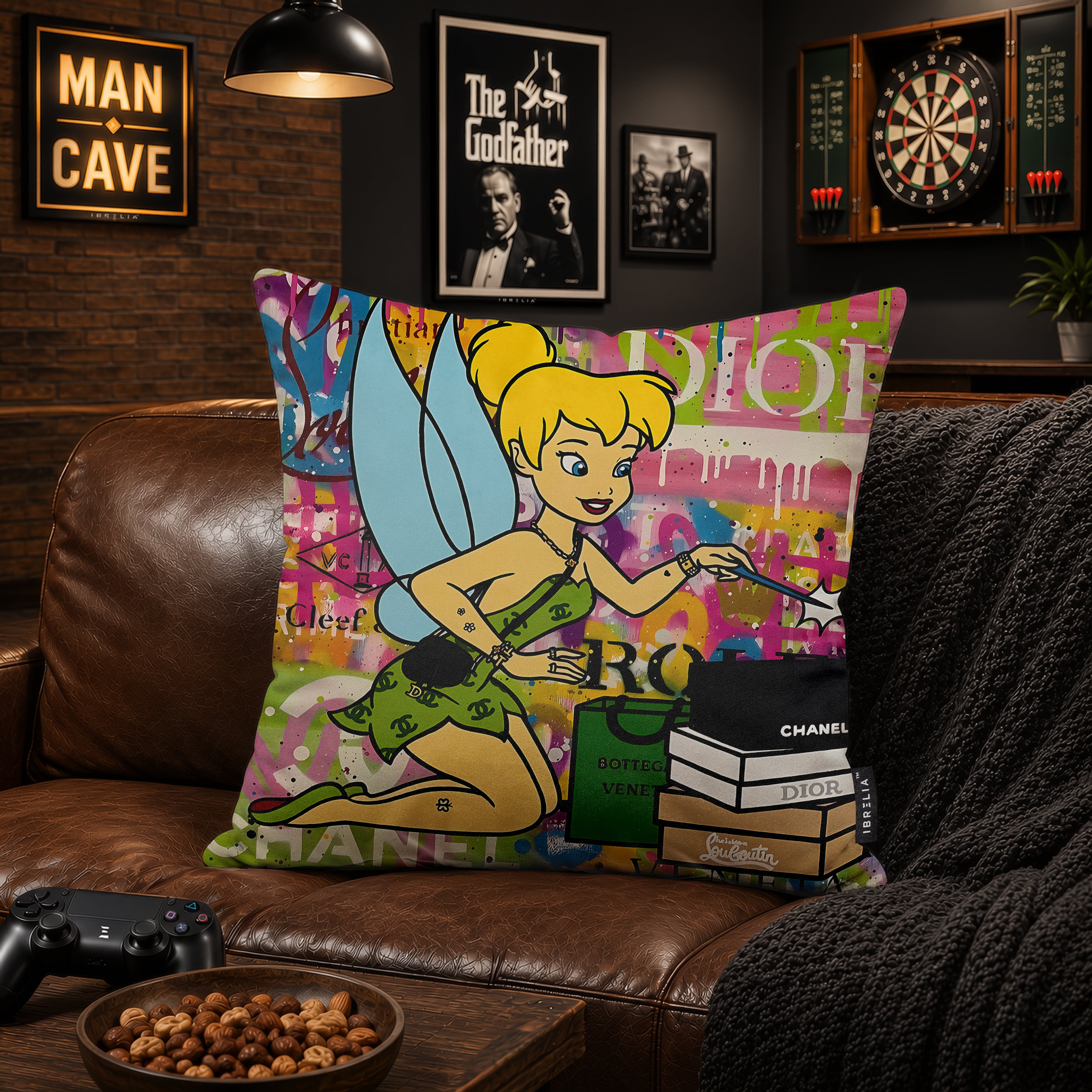 Tinker Bell Luxury Fashion Magic Pop Art Cushion | Premium Velvet Suede | Double-Sided Print