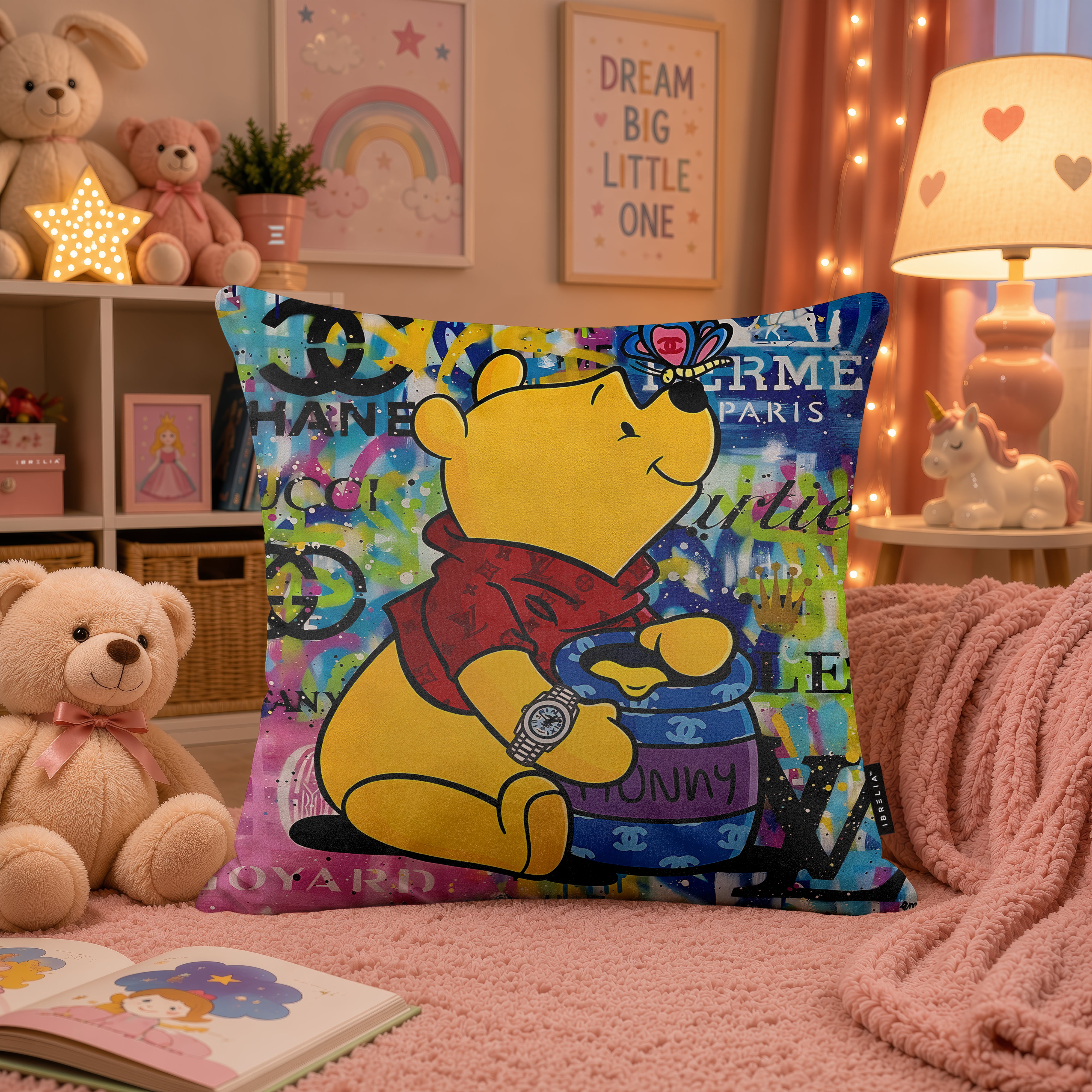 Winnie the Pooh Luxury Honey Pop Art Cushion | Premium Velvet Suede | Double-Sided Print
