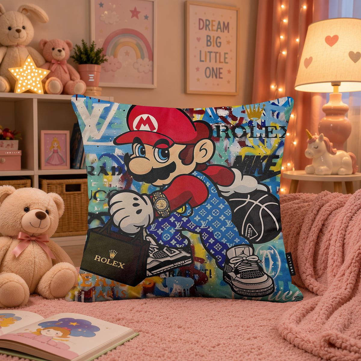 Super Mario Luxury Streetwear Pop Art Cushion | Premium Velvet Suede | Double-Sided Print