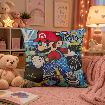 Super Mario Luxury Streetwear Pop Art Cushion | Premium Velvet Suede | Double-Sided Print
