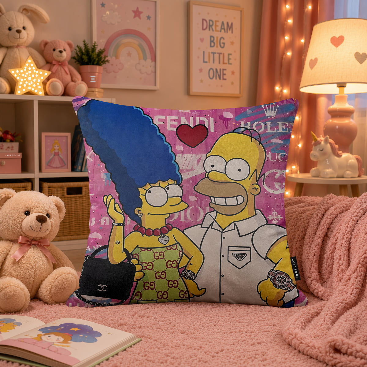 Homer & Marge Luxury Couple Pop Art Cushion | Premium Velvet Suede | Double-Sided Print